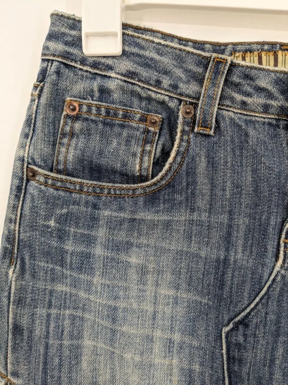 Vintage Denim Side Slit Skirt Y2K Distressed Indie Sleaze Grunge Festival USA 27